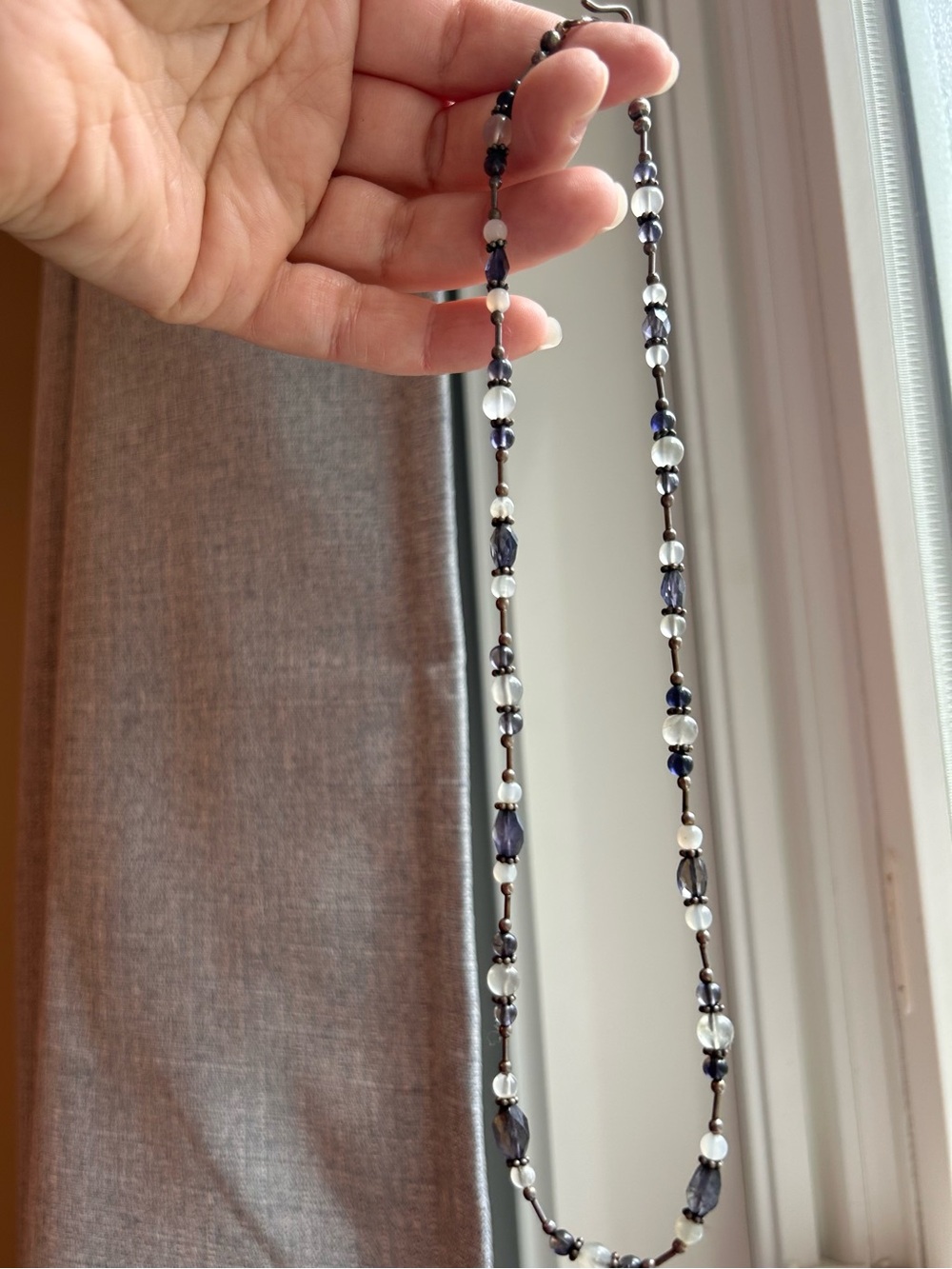 Silver tone amethyst necklace